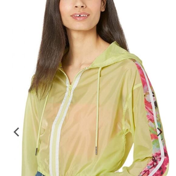 Juicy Couture Pink Floral Striped Long Sleeve Zip Front Windbreaker Small - Picture 8 of 8